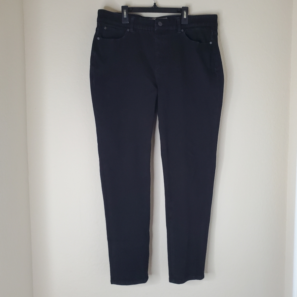 Soft Surroundings Womens Jeggings Jeans Sz L High Rise Black Denim Pull On